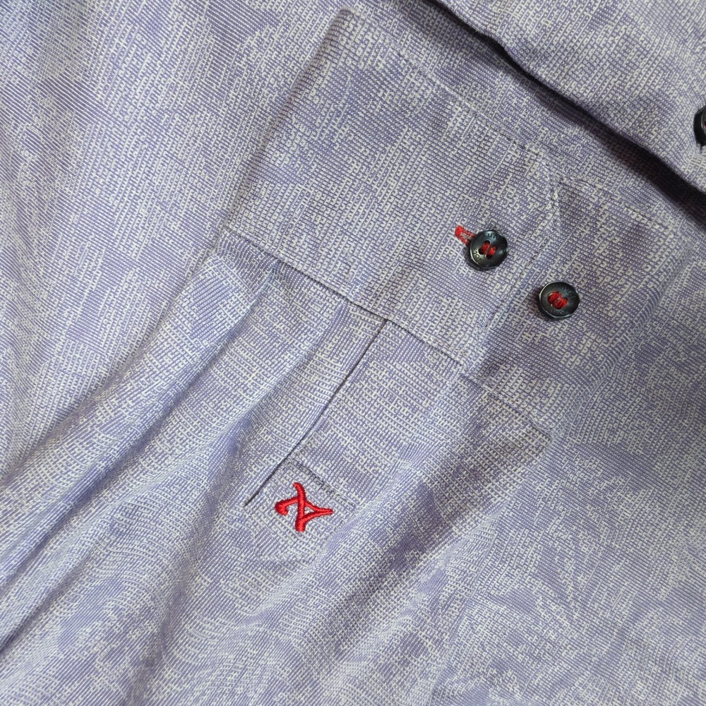 Au Noir Mercerized Cotton Button Down Shirt Mens 2XL Purple Floral Flip Cuffs - Picture 13 of 16